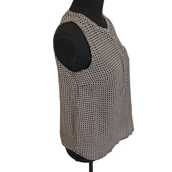 Ava Christine Womens Black White Geometric Pattern Sleeveless Blouse Medium - Picture 3 of 10